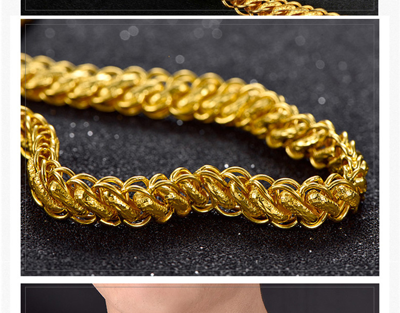 泰国链龙头威武霸气男金项链黄金龙头项链扁泰国项链链长68cm金重100g