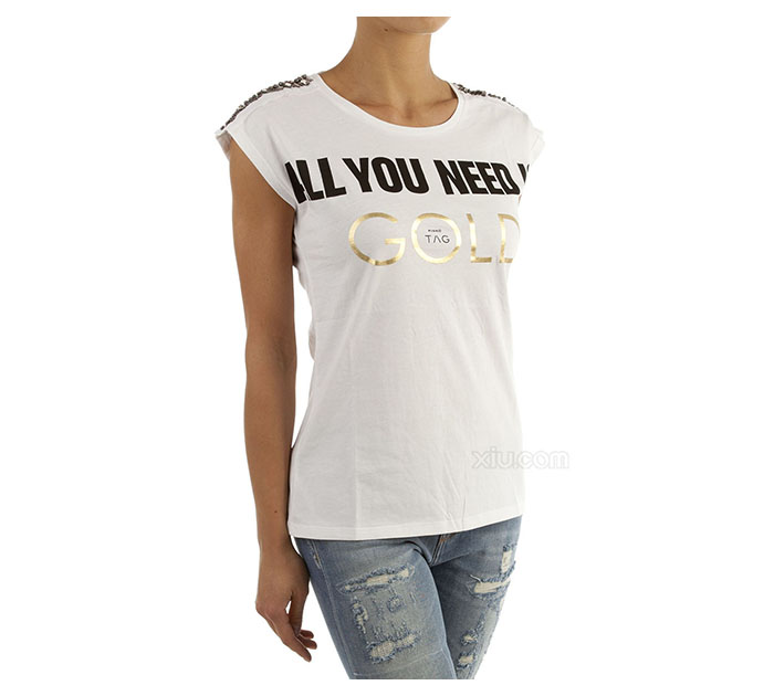 pinko 女士纯棉短袖t恤 白色 l