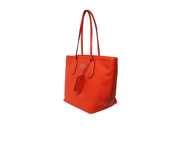 coach 蔻驰 女士牛皮logo中号单肩包 橙色 f