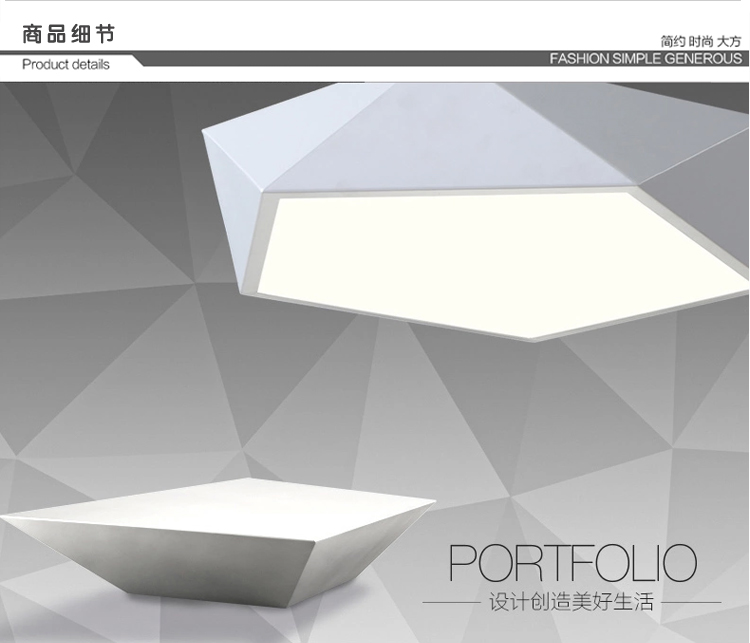 品灯雅舍 钻石led吸顶灯卧室灯客厅灯具创意个性简约餐厅过道书房间灯饰 异形灯具 1080 (白框)小号-直径38cm-24W 无极调光-配遥控器