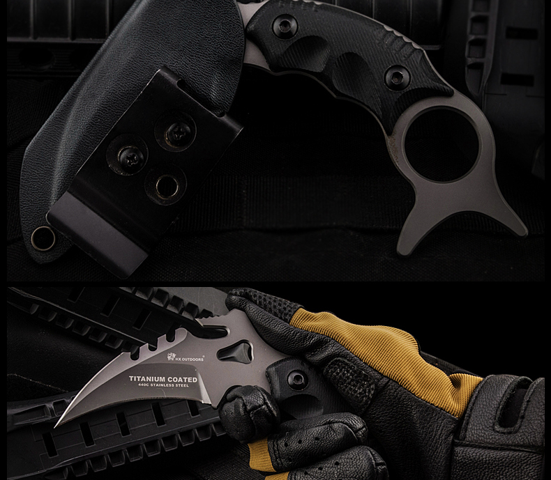 汉道爪子刀求生军刀野外直刀爪刀户外刀具防身随身刀具防卫大师 黑色