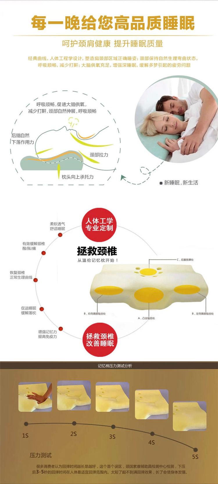 
                                                                                温伦记忆枕颈椎枕头颈枕夏天颈椎凸形枕太空枕单人枕慢回弹枕头成人学生礼盒 米白色 50/30/7/10cm                