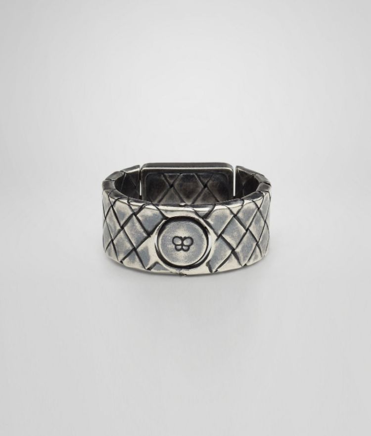 宝缇嘉(bottega veneta)男款指环 银 菱形纹 镂空50146170sw