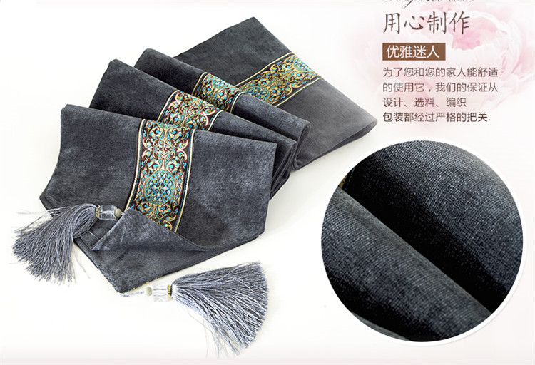 
                                        和居优品  欧式桌旗桌布中式古典现代餐桌旗布艺桌垫茶几桌旗 如梦令桌旗驼色 33*200cm                