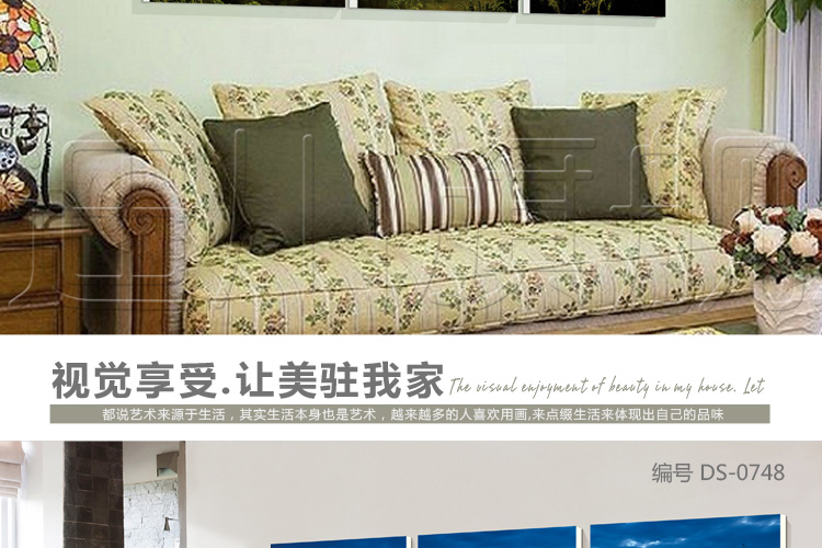 
                                        现代简约地中海黄昏系列装饰画卧室无框画客厅壁画沙发背景墙贴画 DS-2245 50*50                