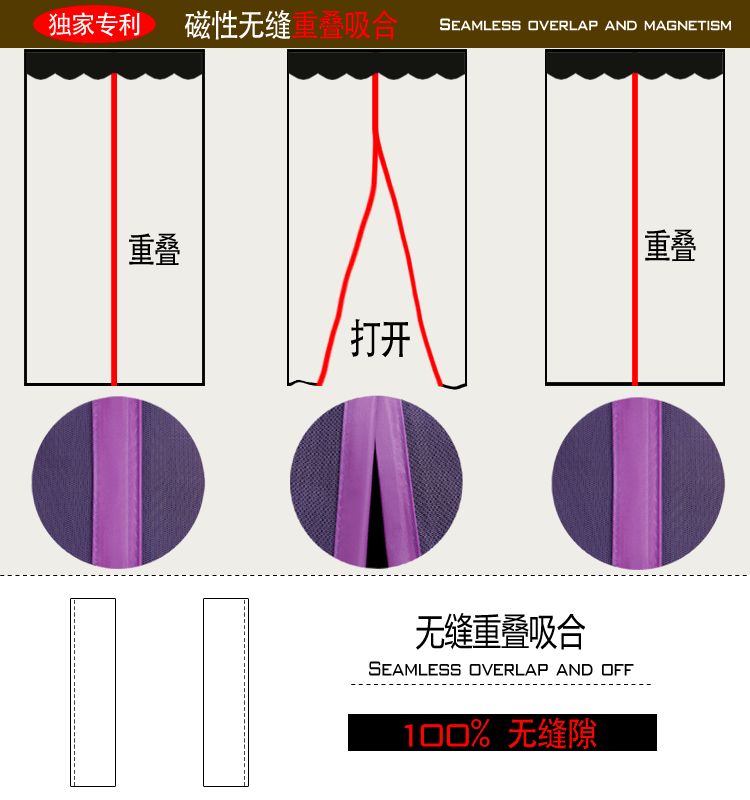 紫梦园  免穿磁条磁性软纱门 加密防蚊门帘 纱窗 门帘静音沙门 包邮 静音紫色150*220