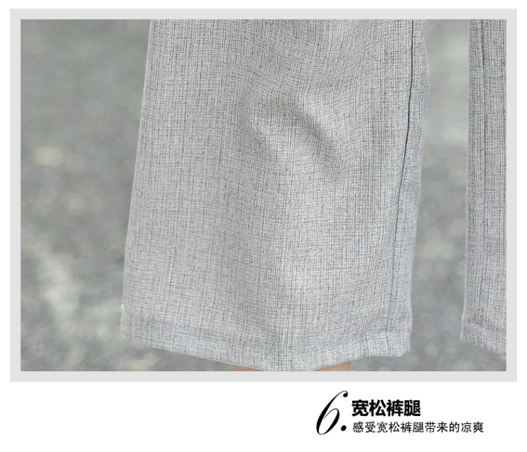 
                                        莎吉尼2015夏棉麻套装 韩版七分阔腿裤 时尚休闲名媛气质亚麻短袖两件套 605 灰色 L                