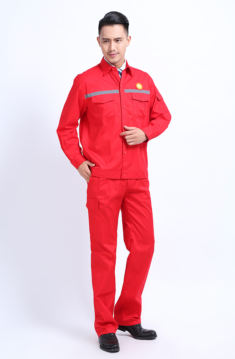 石油工作服夏装红色防静电工作服长袖套装反光条服中石油油田工服 红