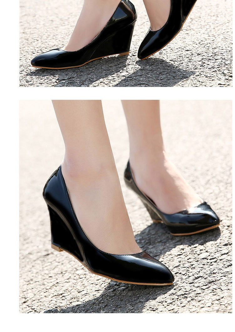 crapemyrtle2015新款女鞋韩版时尚简洁甜美性感显瘦浅口尖头坡跟低