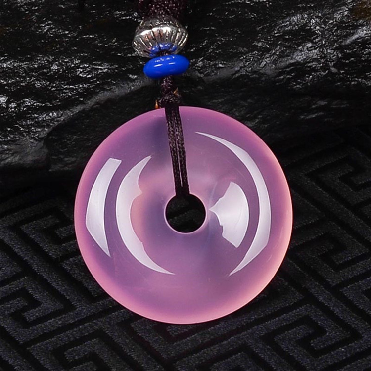 箴诺冰种粉玉髓吊坠男女玛瑙玉石挂件玉佩项坠玉坠项链毛衣链荷花