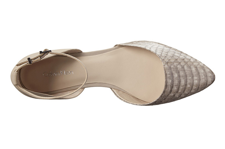 calvin klein/ck evonna女士时尚真皮尖头凉鞋 精品女鞋 8594498 米色