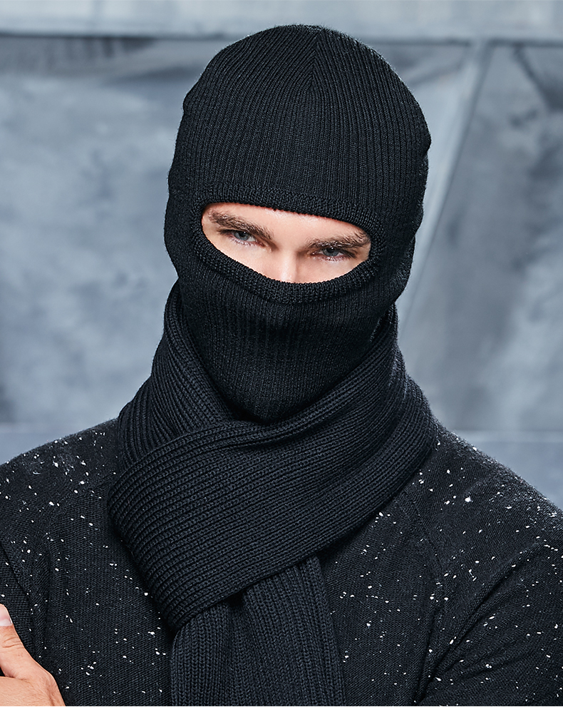 卡蒙(kenmont)电动摩托车面罩护脸滑雪防风针织帽子男一体户外冬毛线