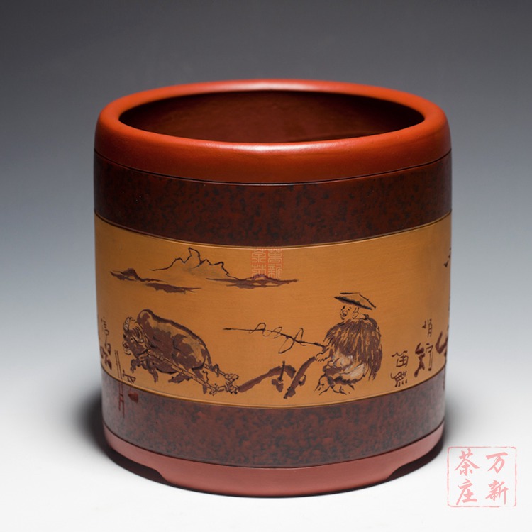 万新茶庄宜兴紫砂杂件工艺吴顺华制笔筒