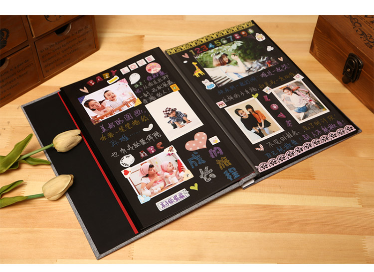 美丽集覆膜粘贴式相册本复古手工diy家庭影集宝宝成长纪念册情侣相簿