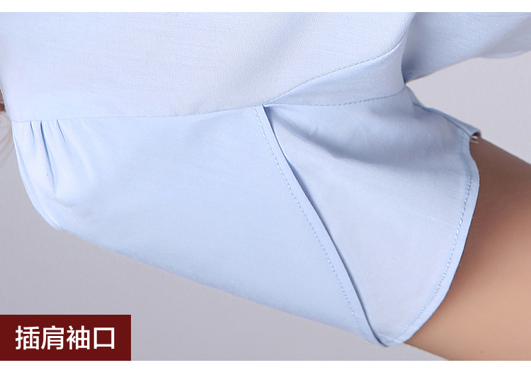 TLZC2015夏装新款韩版职业装衬衫女装短袖工作服套装女1507 银灰+黑裙+丝巾 L