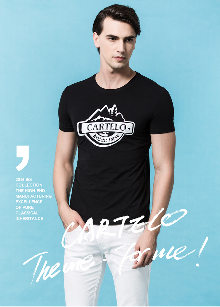 cartelo印花t恤 专柜品牌短袖t恤男薄款 ket2157 黑色 xxxl