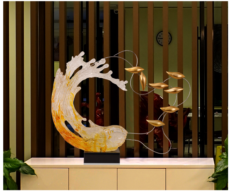 办公室摆件酒店玄关装饰品抽象现代客厅工艺品餐厅艺术品透明雕塑摆设