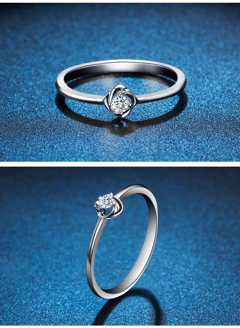 钻戒18k金au750钻石戒指定制白金铂金pt950婚戒求婚花款星形爱无限