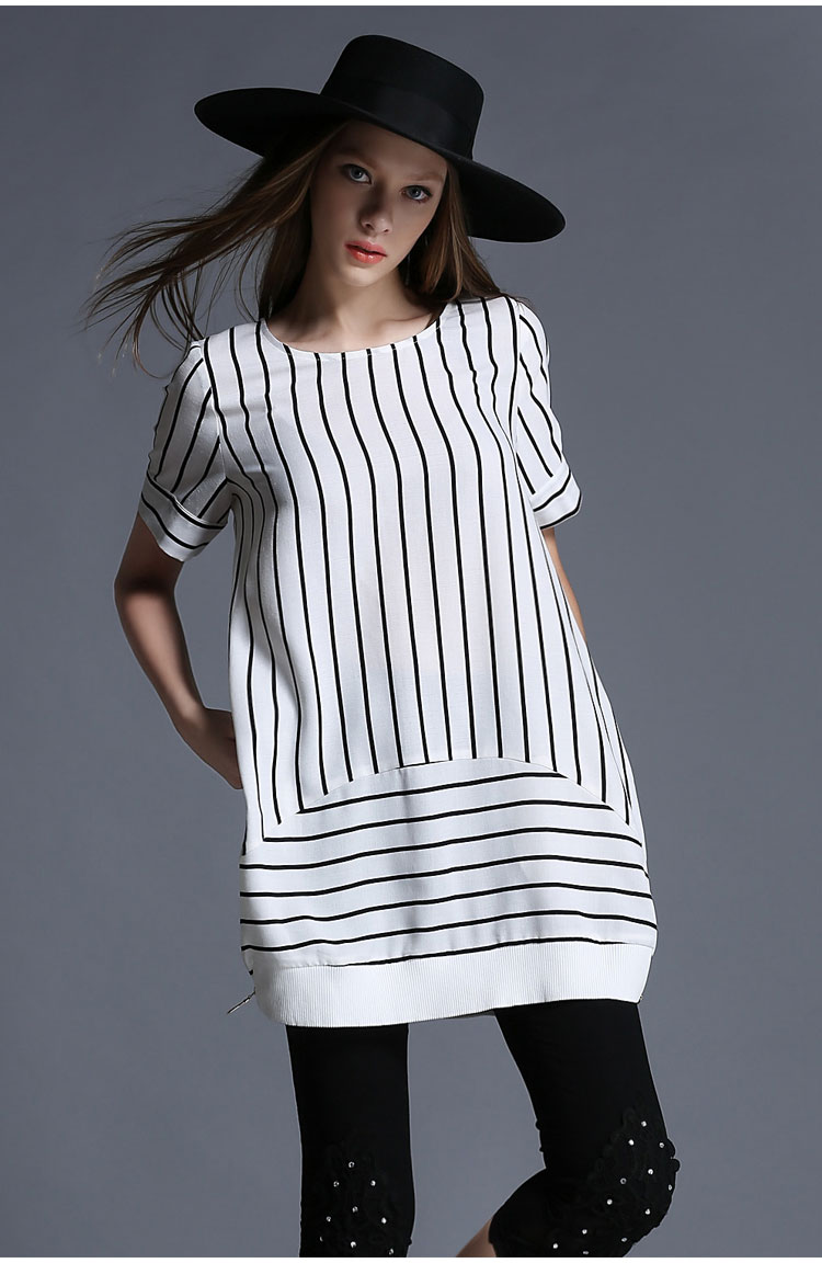 莱曼罗尼lymalon 2015夏季欧美新款大码女装宽松圆领中