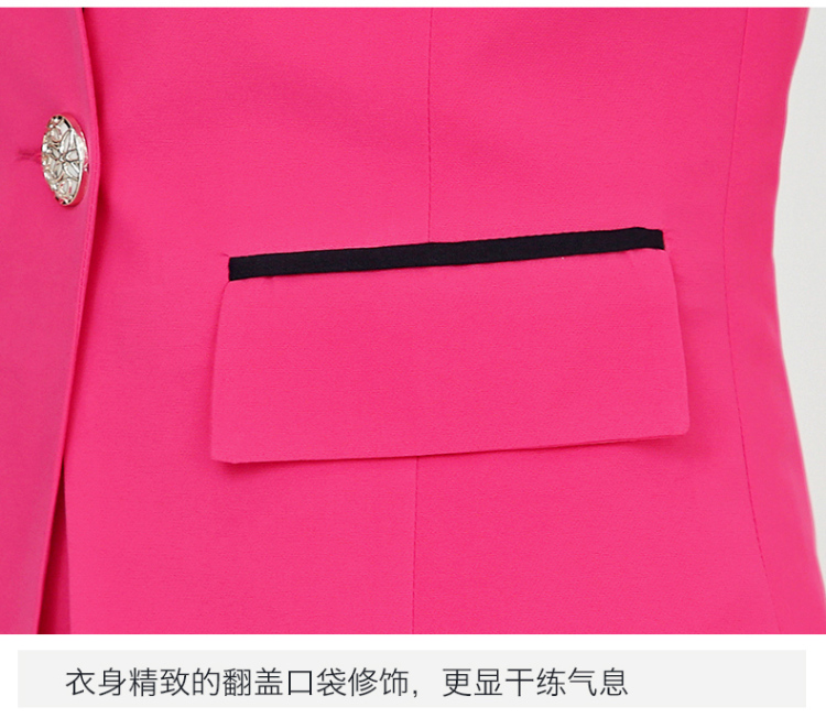 
                                        娇舒黛 美容师工作服 酒店工作服夏装短袖套裙女OL时尚职业女装套装大码 玫红色 XXL                