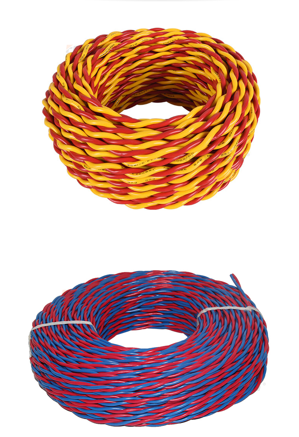 5 消防双绞线 灯头线家用电线 红黄rvs2×2.5无氧铜 足100米盘