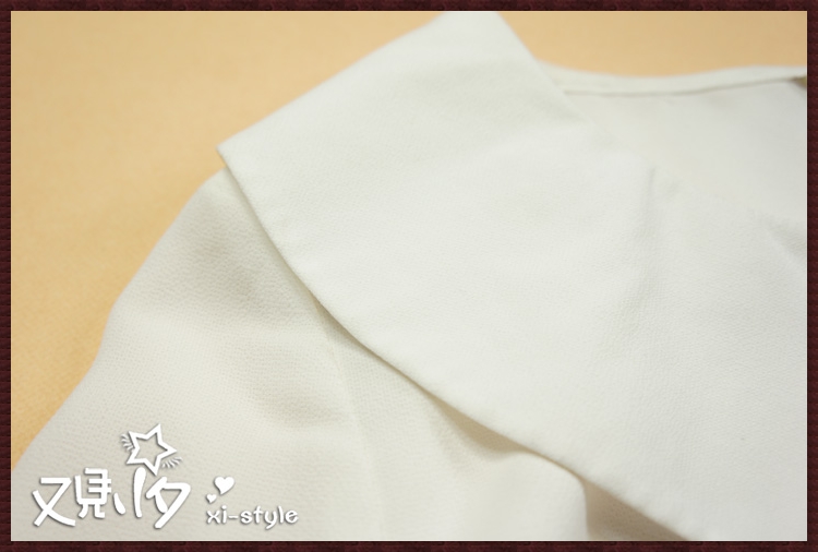 又见小夕 2015秋季女装新款衬衣通勤娃娃领单排扣花边修身长袖雪纺衫 141302 白色 S