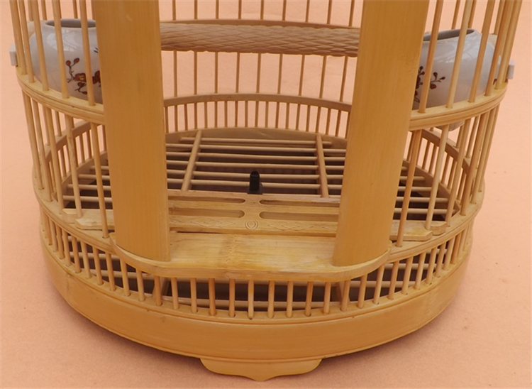 临宝得乐鸟笼竹双笼门圆竹丝画眉竹制鸟笼斗训鸟八哥竹制鸟笼全套33cm