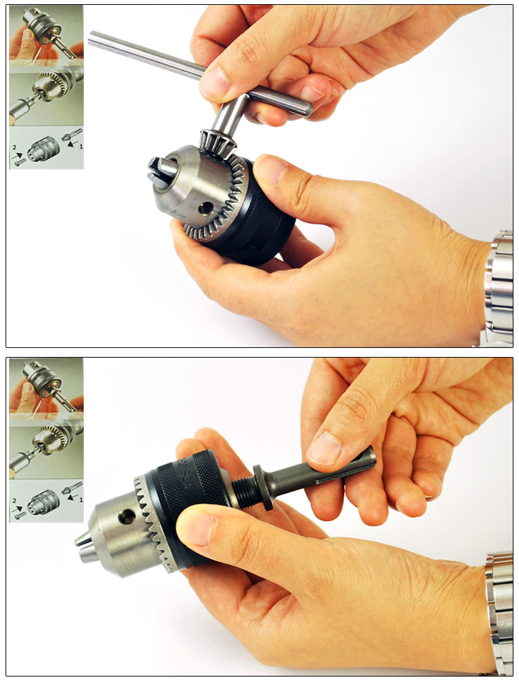 博世bosch电动工具附件电锤变电钻转换器四坑柄转换钻夹头套装1513mm