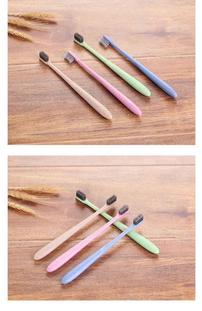 小麦秸秆小头软毛牙刷10支家用情侣旅行便携装_ 4折现价10元