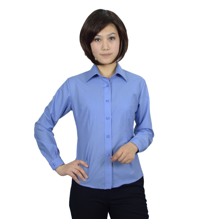 浅末 男女长袖职业装时尚商务衬衫职业装男女款衬衣 ZW0730 浅蓝色 M男