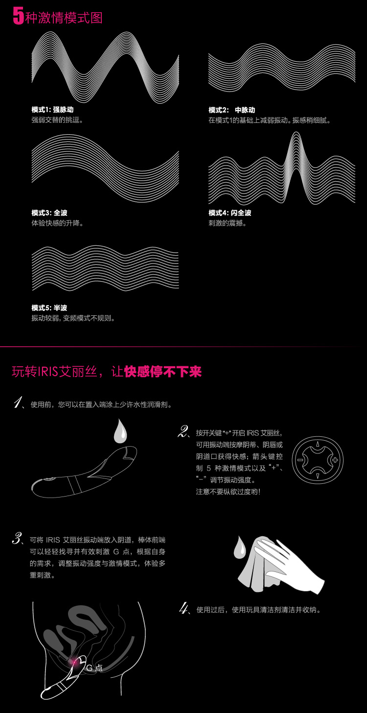 lelo iris艾丽丝女用震动自慰器 女性g点按摩棒 成人情趣性用品 粉红