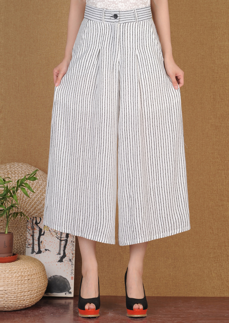 维曼(v-menday)中年女士裤裙 韩版 条纹宽松大码半身裙 妈妈装女裤