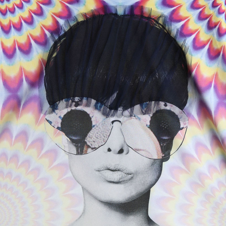 dazzle地素 夏季新品 波普印花蝙蝠袖t恤 242d371 粉红色 l