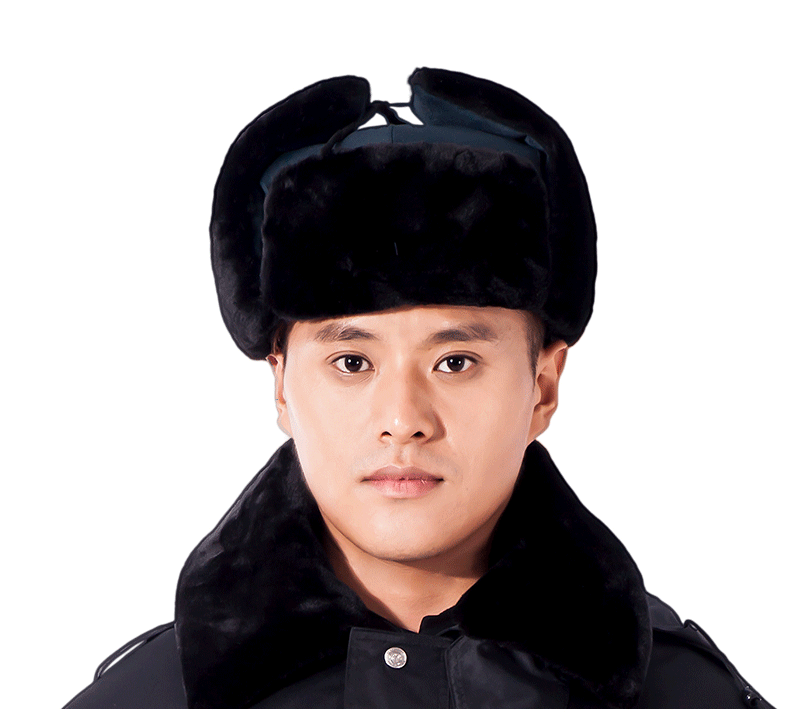锦万泽保安棉帽冬季加厚棉帽执勤帽加绒保暖雷峰帽冬季黑色劳保棉防风