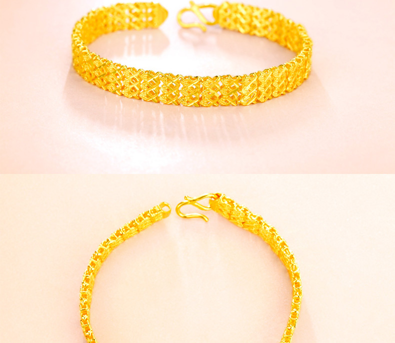 406元/克 金昌祥珠宝 999足金 时尚简约恋爱鱼双层黄金手链 鱼形粗链