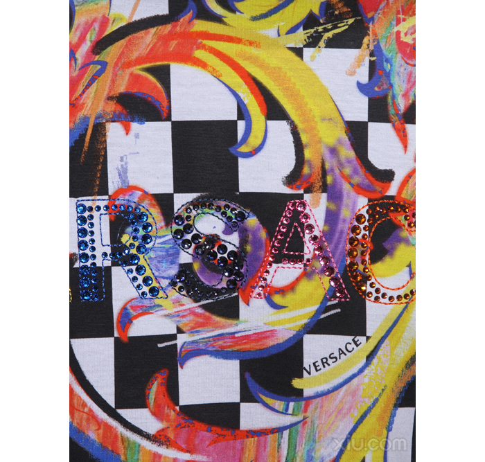 versace 范思哲 男士纯棉格子t恤 白色 xl