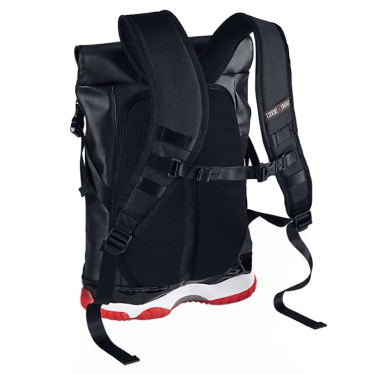 nike jordan backpack 乔11 漆光皮 aj11黑红背包 631693