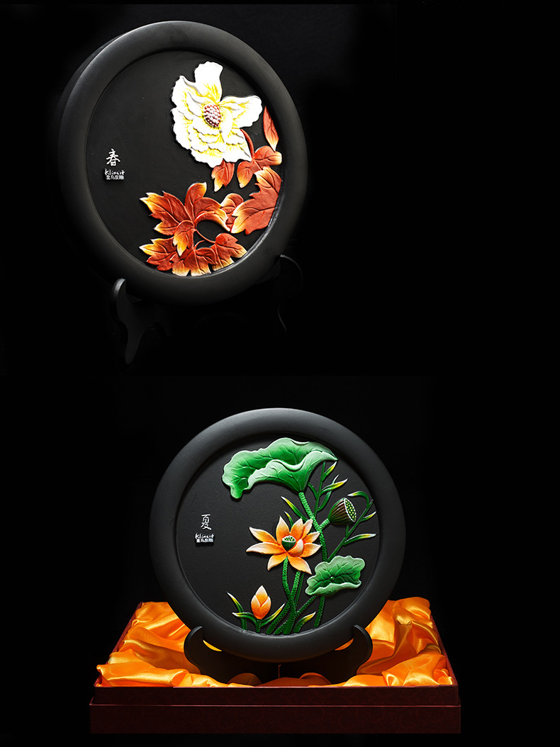 金乌炭雕(klinart) 春夏秋冬 客厅电视柜摆件家居装饰品创意炭雕工艺