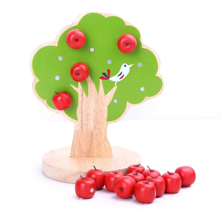 木制苹果树 学数学幼儿早教教具 宝宝学习玩具 早教玩