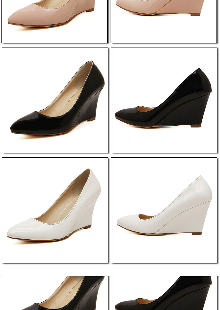 crapemyrtle2015新款女鞋韩版时尚简洁甜美性感显瘦浅口尖头坡跟低