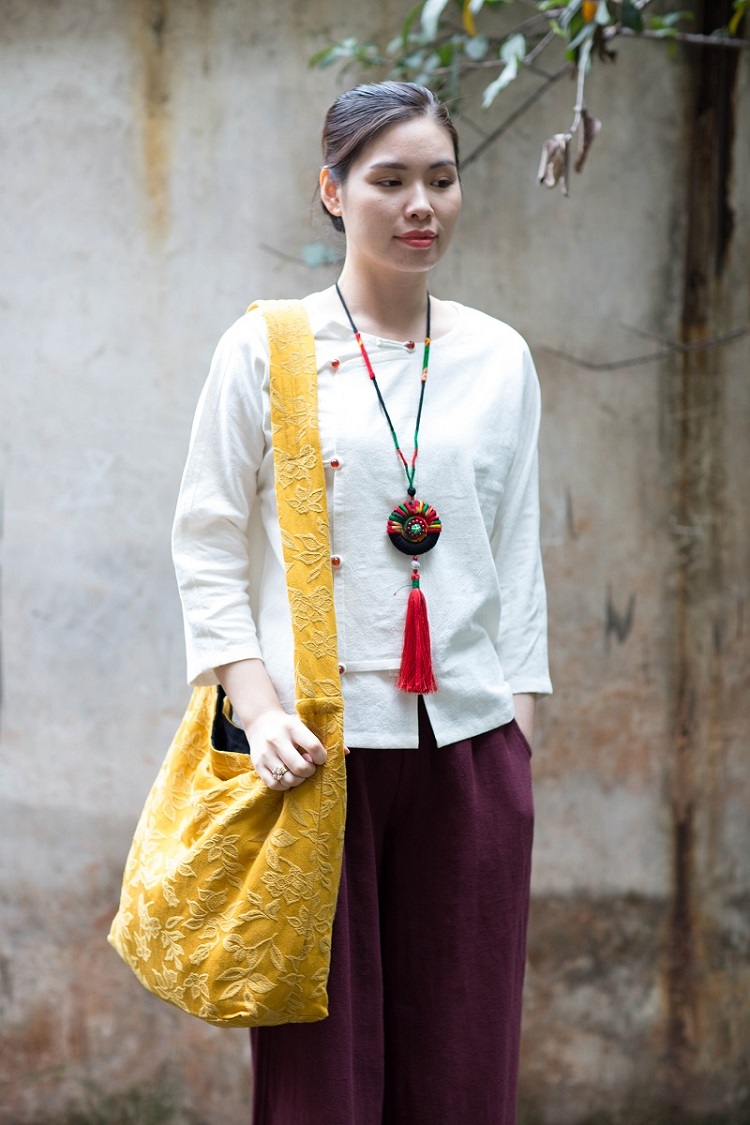 问心斋【问心】女装春季新款 纯麻半身裙 长裙2529 佛教红 均码 松紧腰1尺9-2尺5