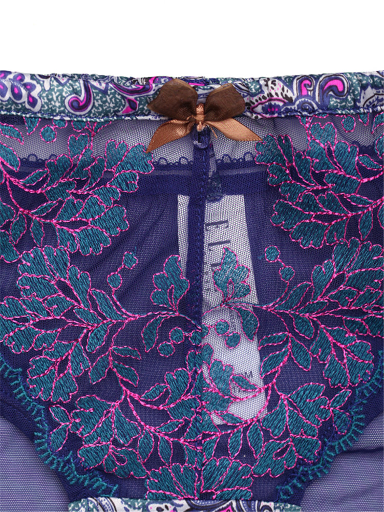 【elle内裤】elle复古印花女士低腰三角内裤 1bx172 腰果花紫500010 s