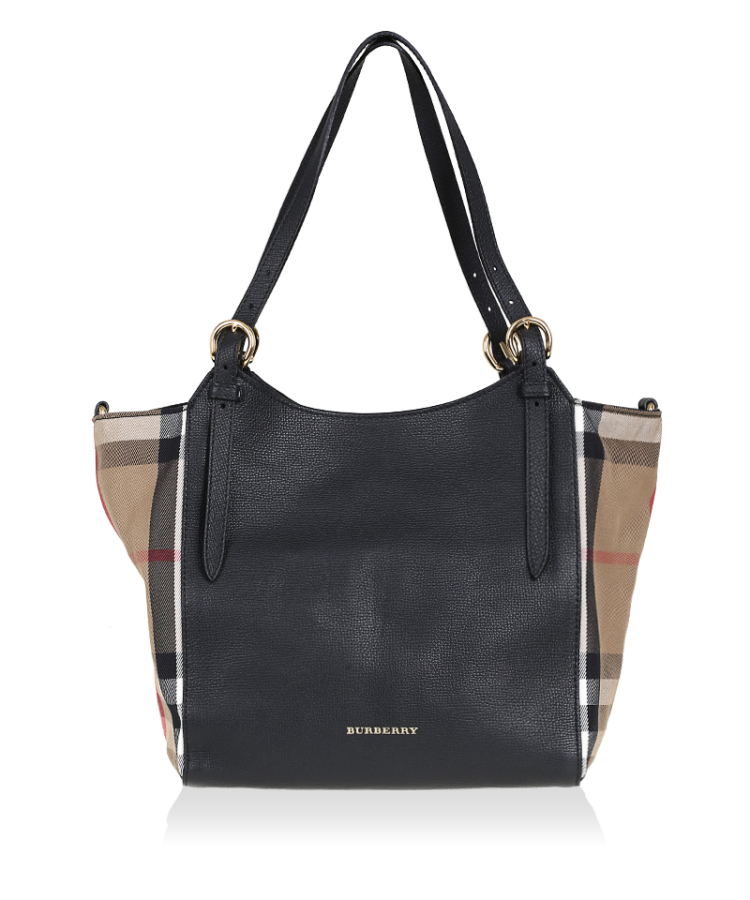 博柏利burberry巴宝莉女包单肩包黑色牛皮拼接织物3958975