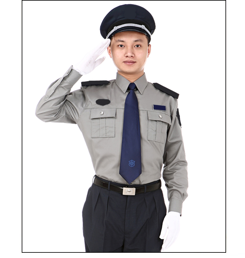 酒店银行门卫男士上衣春秋套装工装工作服女 蓝色长袖上衣 裤子(送