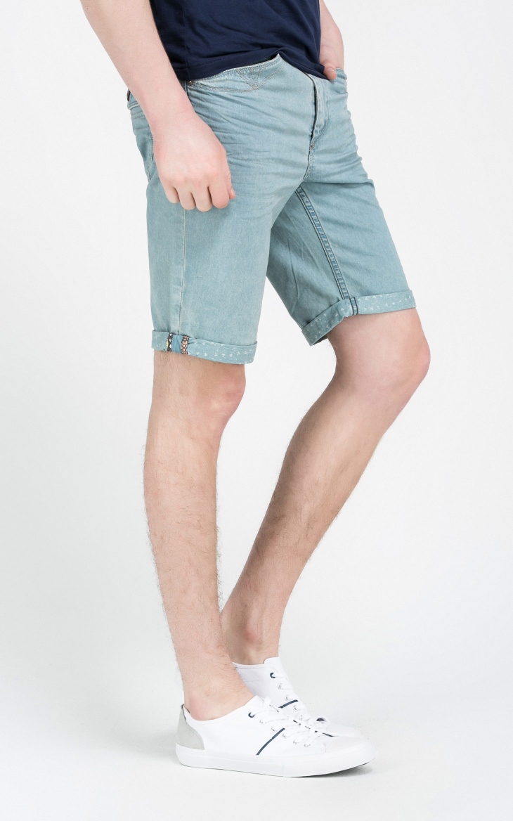 杰克琼斯jackjones纯棉男士植物染色重水洗修身短裤s|215243016 灰绿