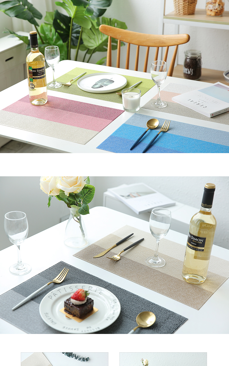 川岛屋 pvc防水升级压边款餐垫西餐垫隔热垫杯垫碗垫锅垫gd-3 竖条款