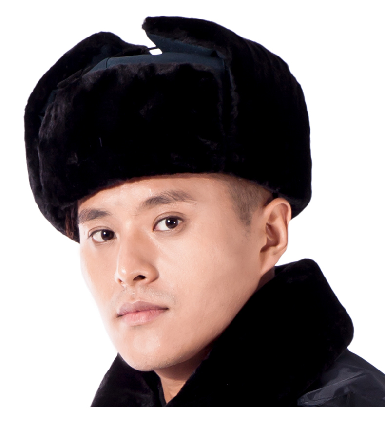 锦万泽保安棉帽冬季加厚棉帽执勤帽加绒保暖雷峰帽冬季黑色劳保棉防风