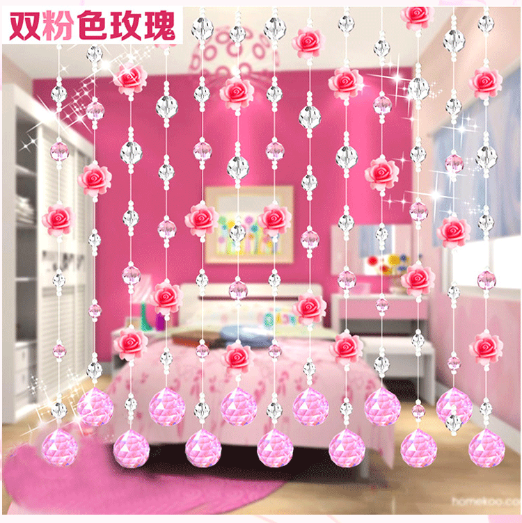 
                                                                                漫倾(MQ) 水晶门帘珠帘隔断帘成品卧室客厅玄关窗帘装饰帘结婚庆定制玫瑰花水晶帘 20条弧形帘                