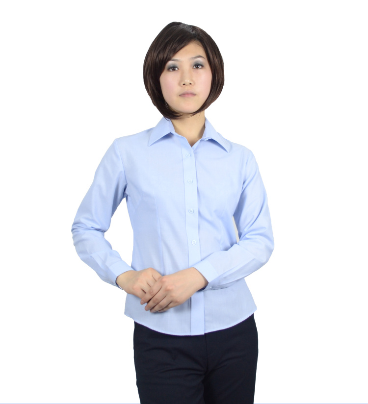 浅末 男女长袖职业装时尚商务衬衫职业装男女款衬衣 ZW0730 浅蓝色 M男