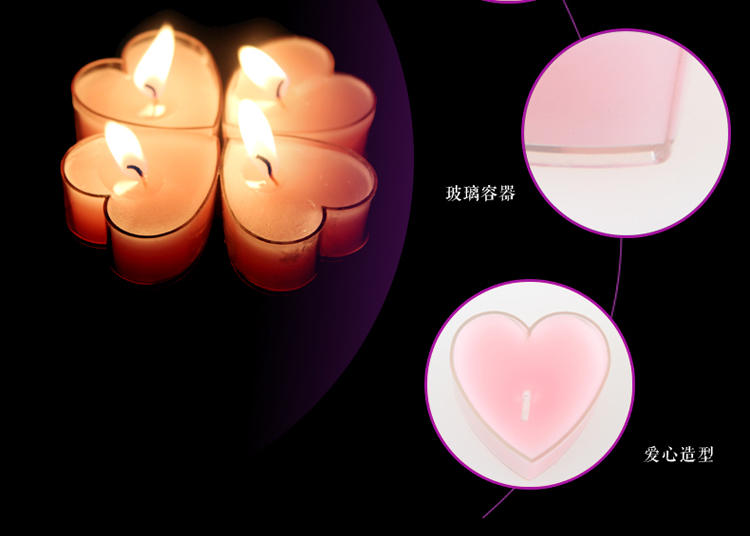 仕彩 心形浪漫玻璃蜡烛 创意情人节求婚蜡烛七夕浪漫表白生日蜡烛（8个）装